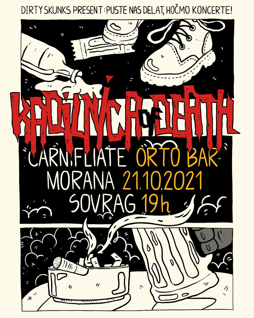 21.10.2021 - Kadilnica of Death: Carnifliate (Si), Morana (Si), Sovrag (Si) @ Orto Bar, Ljubljana