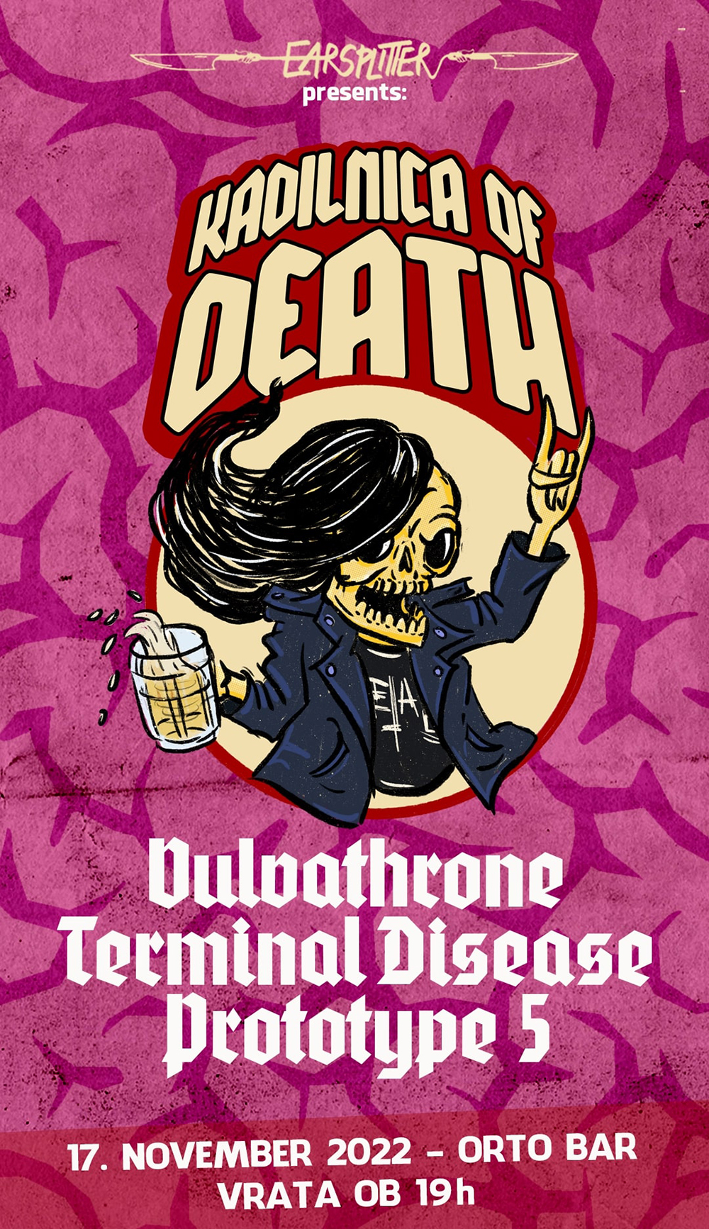 17.11.2022 - Kadilnica of Death: Vulvathrone (Slo), Terminal Disease (Slo), Protype 5 (Slo) @ Orto Bar, Ljubljana